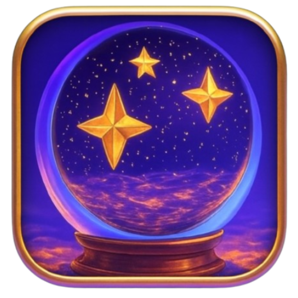 Paranormal Encyclopedia iOS app icon featuring a glowing crystal ball with stars and mystical light